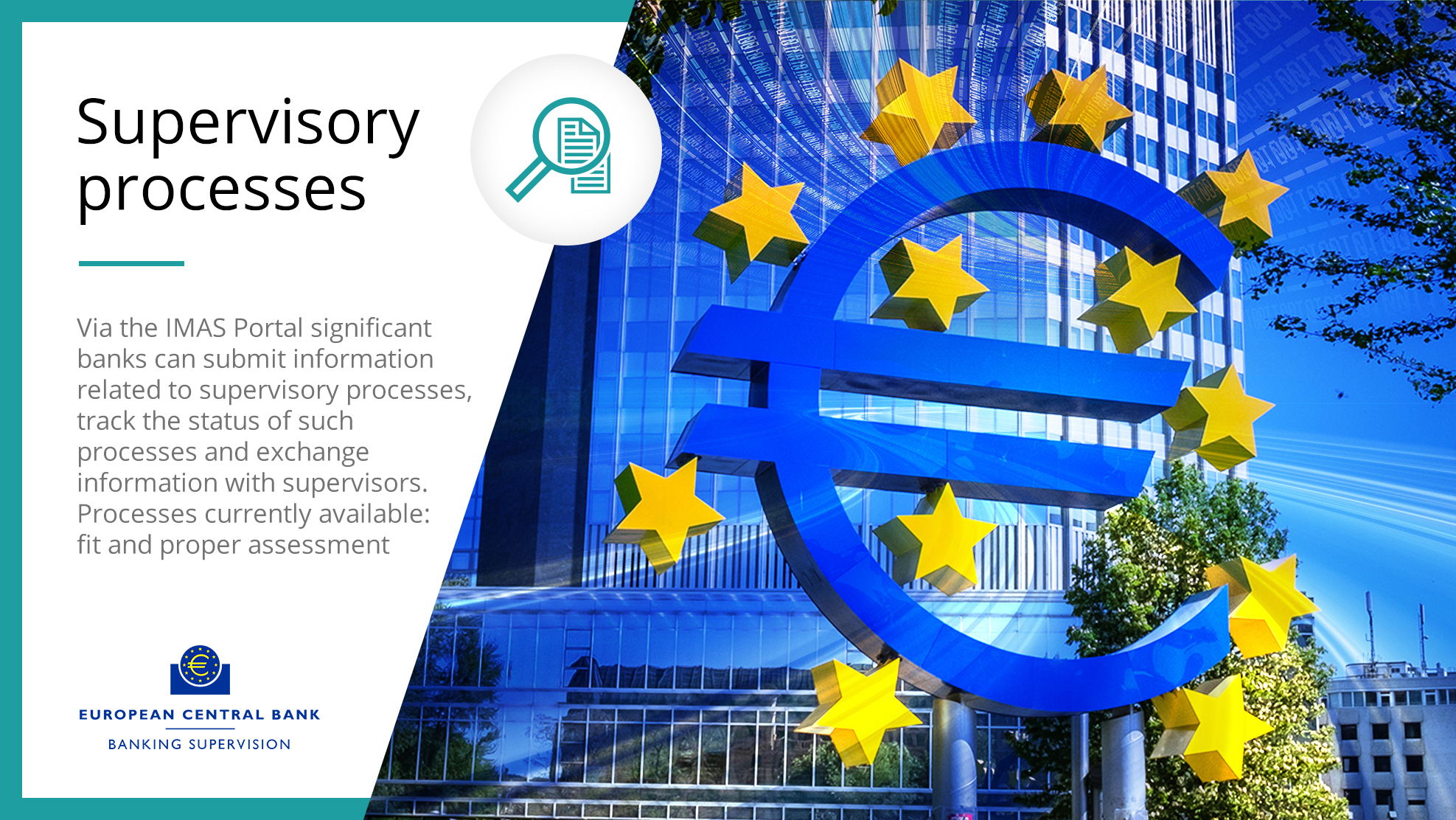 Das Bild zeigt das Gebäude der Europäischen Zentralbank mit dem Symbol des Euro im Vordergrund.