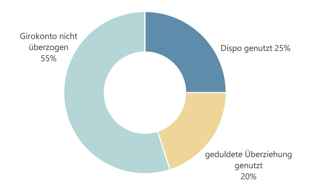 Die Abbildung zeigt die Nutzung von Überziehungskrediten