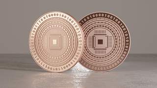 Abbildung zweier Münzen als visuelles Symbol für Kryptotoken (verweist auf: Kryptoverwahrgeschäft)