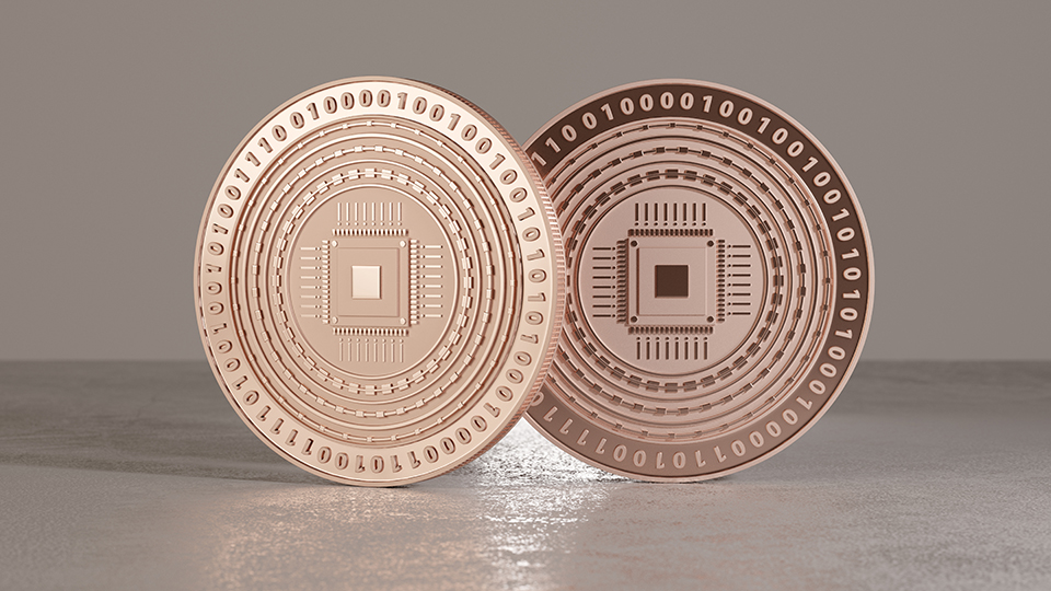 Abbildung zweier Münzen als visuelles Symbol für Kryptotoken